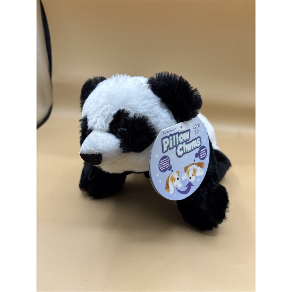 NWT Pillow Chums By Kellytoy Panda Bear Black White Plush 12" 2015